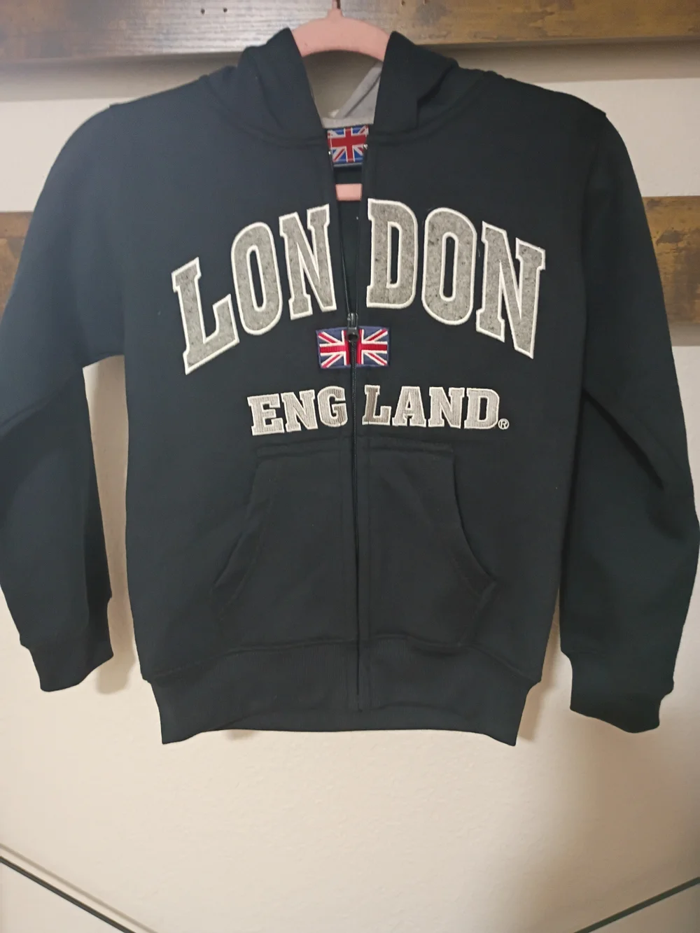 Kids K K Apparel Navy 'London England' Zip-Up Hoodie